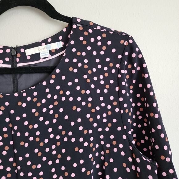 Boden Plus Size 3/4 Flutter Sleeve Black Polka Dot Delia Sheath Dress Size 16 - Picture 9 of 14